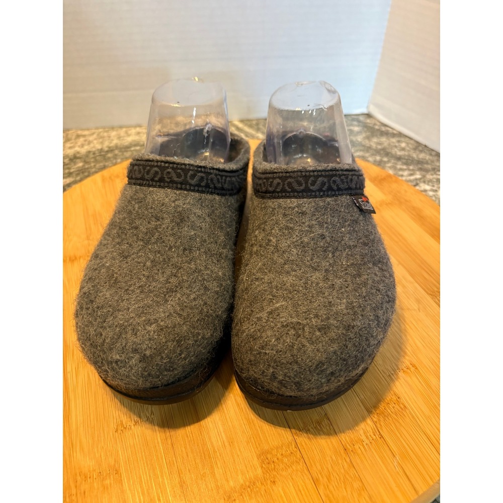 Women's Gray Wool Blend Slip-On Clog Mule